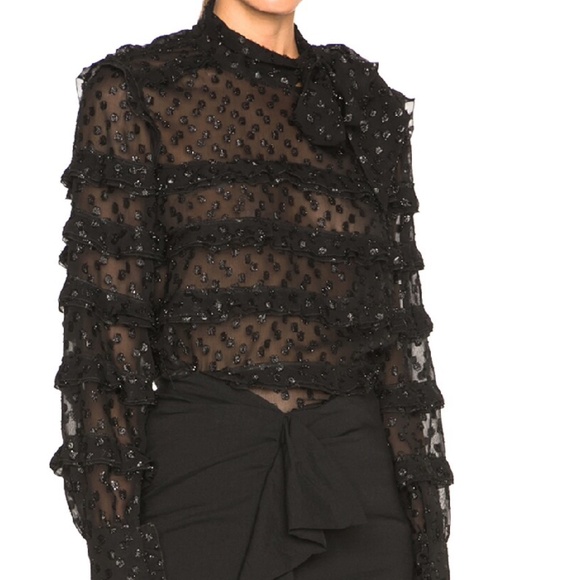 ISABEL MARANT Lurex Dot Alba Top  Size : 38 Color : Black - Picture 1 of 6